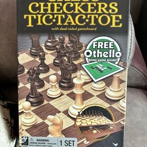 Checkers and Tic-Tac-Toe Game Set - Brown and Cream